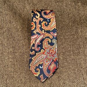 Authentic Vintage Saks Fifth Avenue Navy and Red Paisley Tie